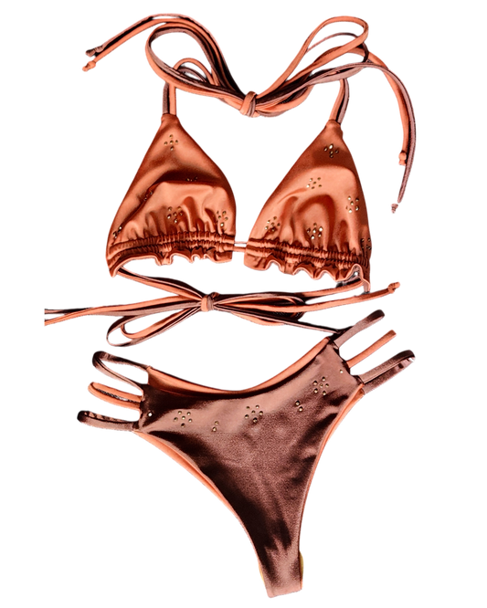 Rhinestone Cowgirl Reversible Triangle Top & Cheeky Bikini Bottoms - Get Fit Addicted Swim