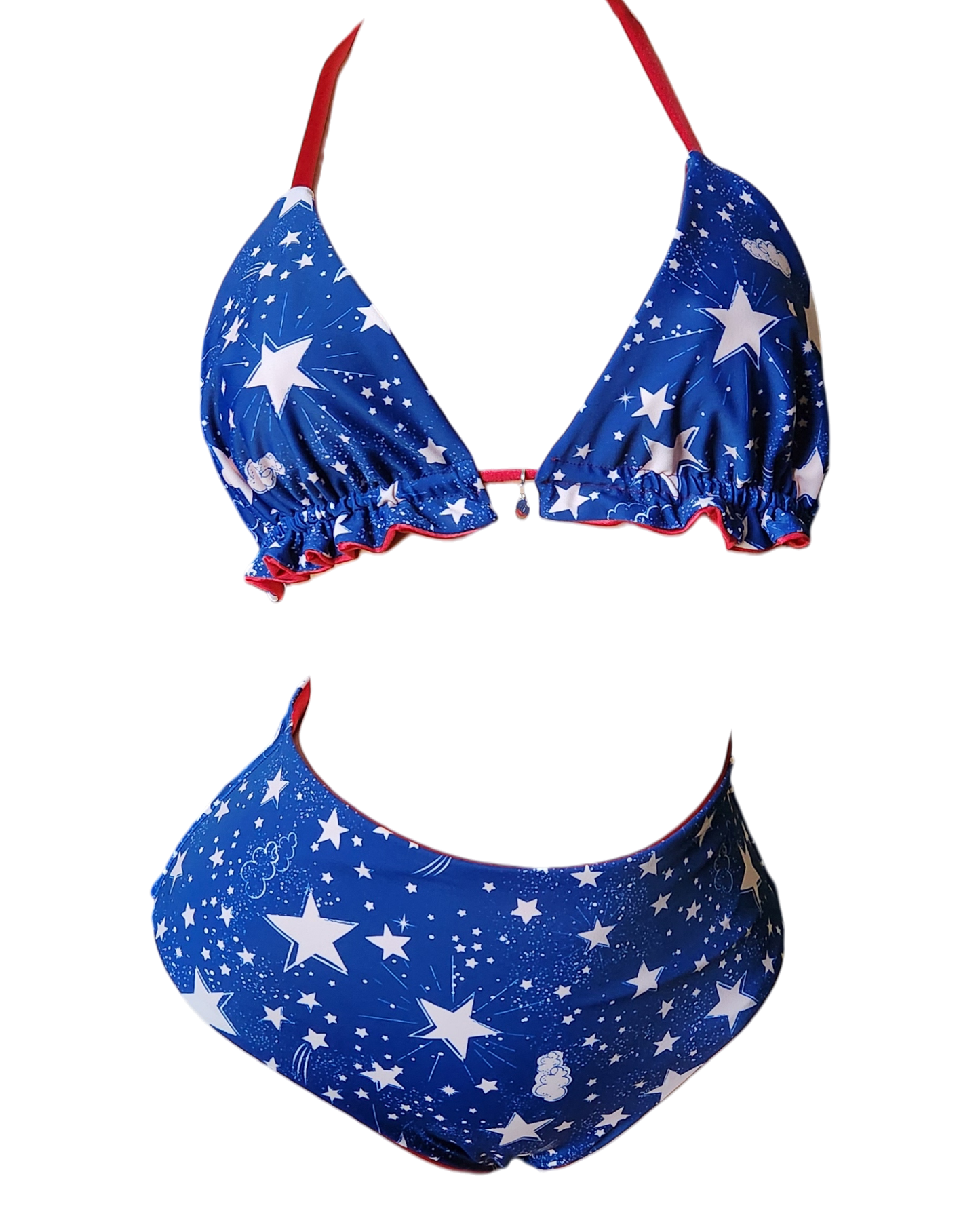 Party in the USA Reversible Bikini Triangle Top & Full Coverage Bikini Set - Get Fit Addicted