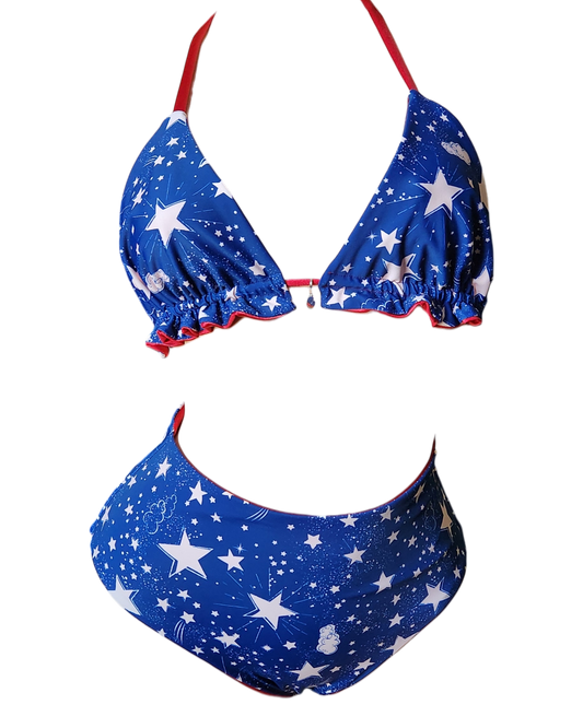 Party in the USA Reversible Bikini Triangle Top & Full Coverage Bikini Set - Get Fit Addicted