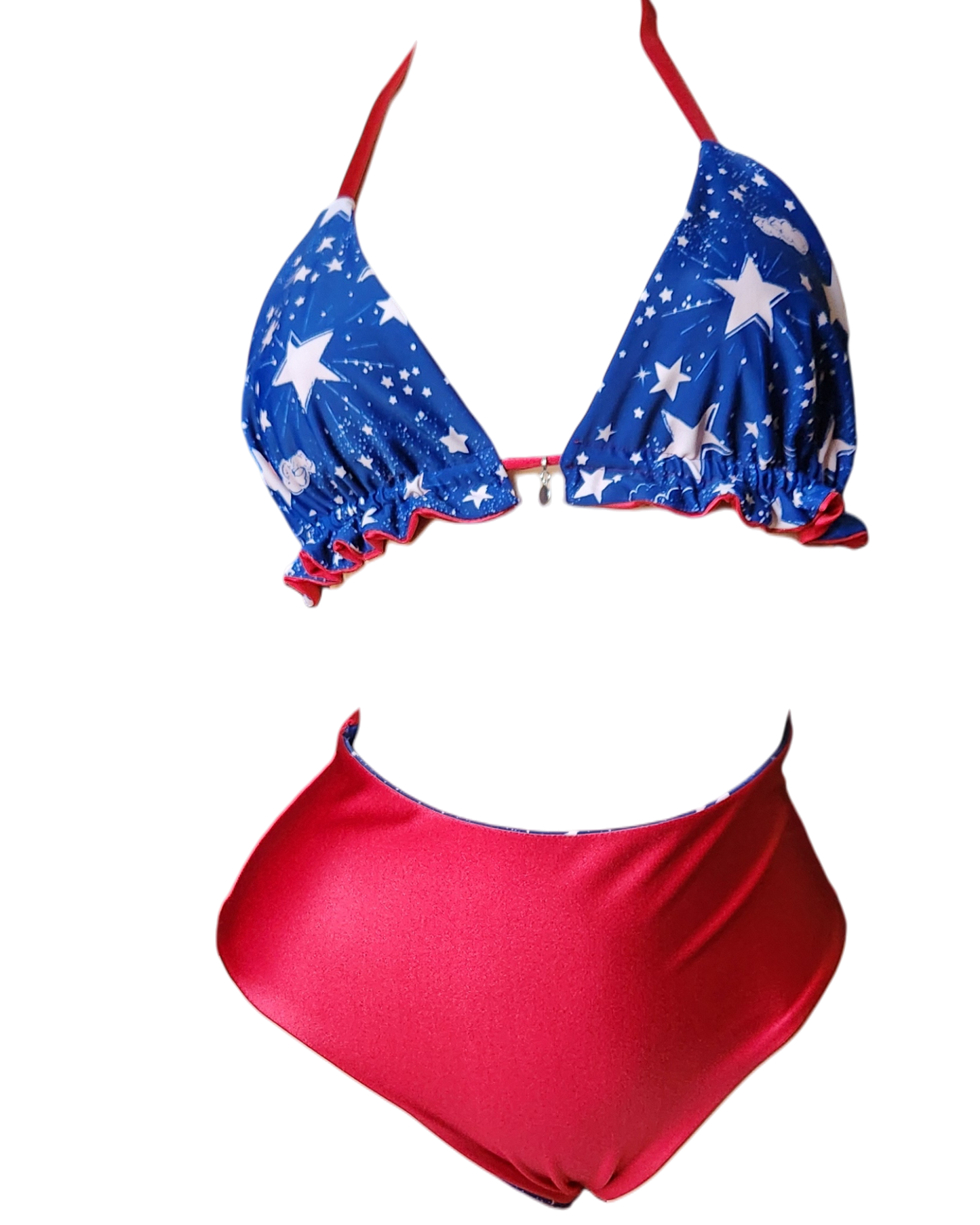 Party in the USA Reversible Bikini Triangle Top & Full Coverage Bikini Set - Get Fit Addicted