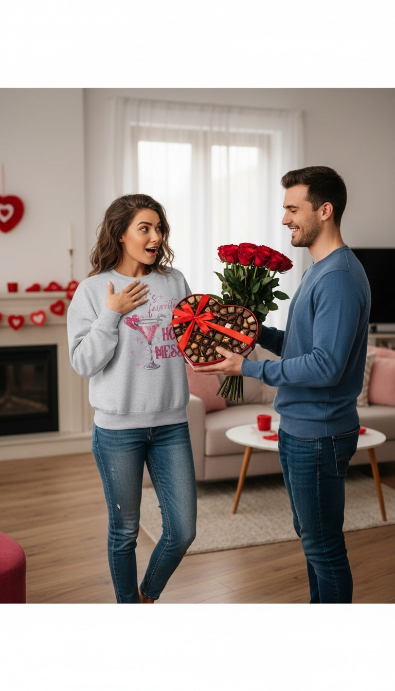 Cupid's Favorite Hot Mess Crewneck Sweatshirt